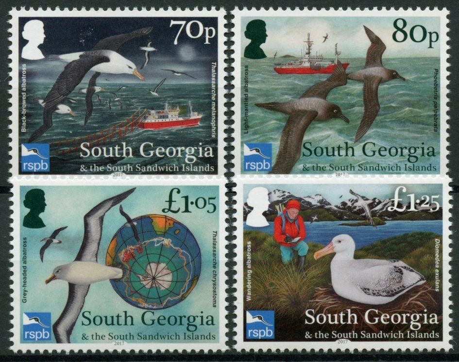 South Georgia & Sandwich Isl Birds Stamps 2017 MNH Albatross Consrv RSPB 4v Set