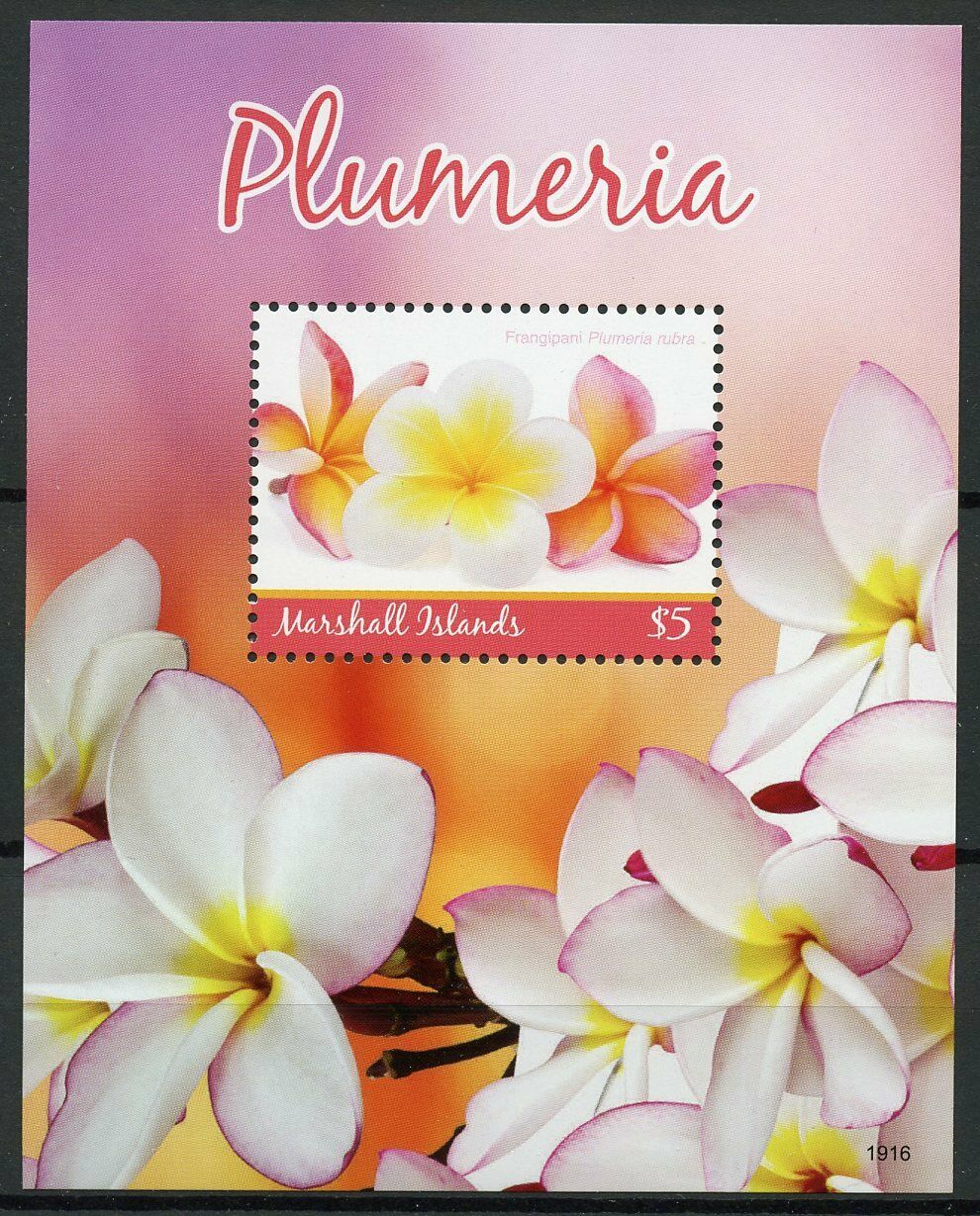 Marshall Islands 2019 MNH Flowers Stamps Plumeria Nature Flora 1v S/S