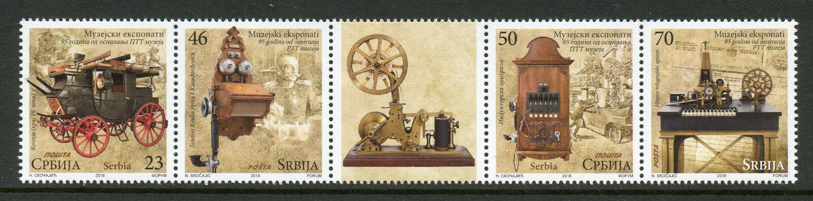 Serbia 2018 MNH PTT Postal Museum Exhibits 4v Strip Postal History Stamps