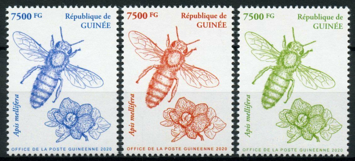 Guinea Bees Stamps 2020 MNH European Honey Bee Insects 3v Set