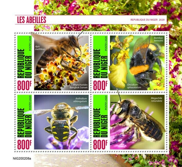 Niger 2020 MNH Bees Stamps Honey Bee Bumblebee Insects 4v M/S