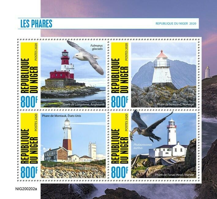 Niger 2020 MNH Lighthouses Stamps Longstone Lighthouse Architecture 4v M/S