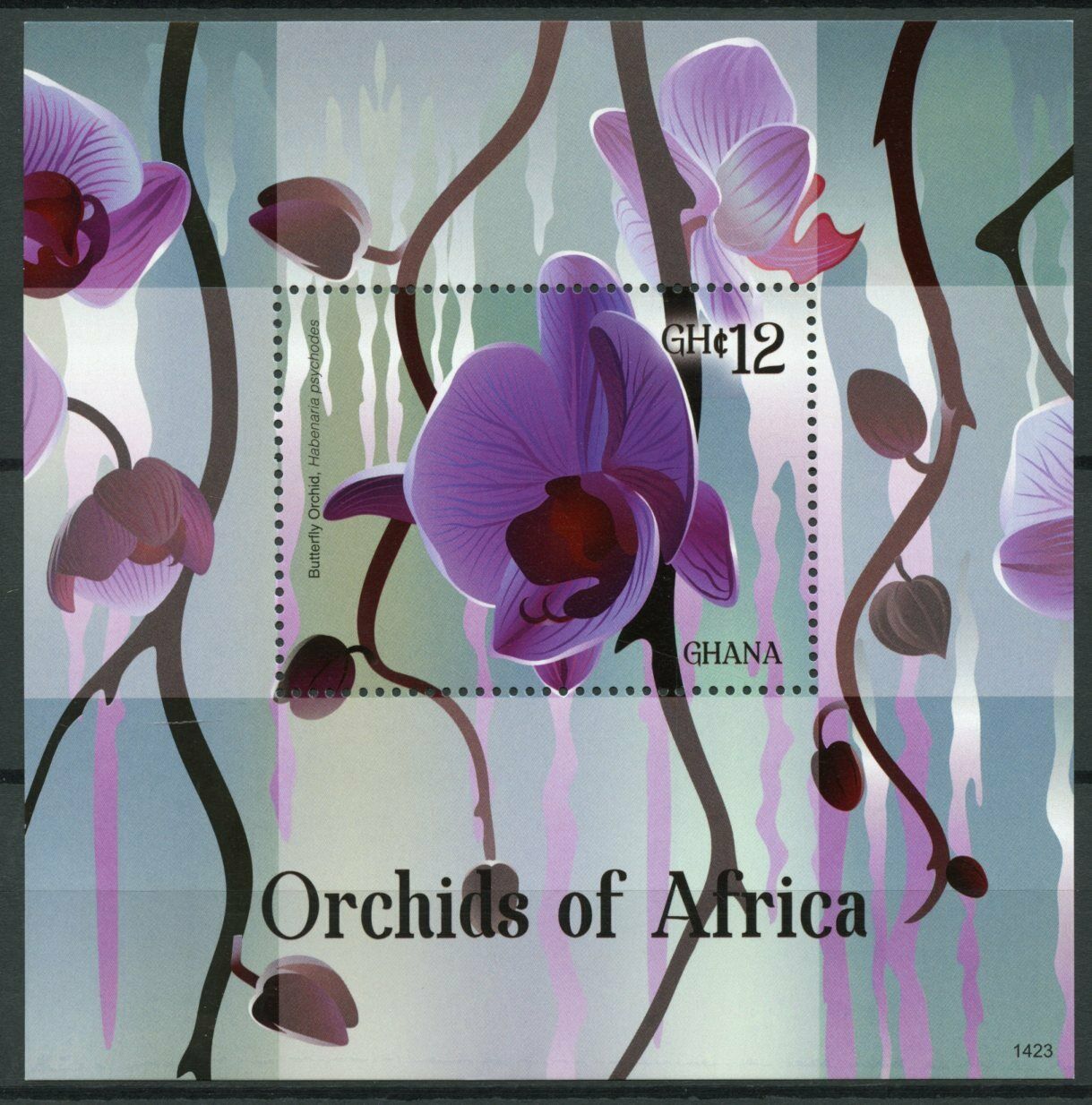 Ghana Flowers Stamps 2014 MNH Orchids of Africa Butterfly Orchid Flora 1v S/S