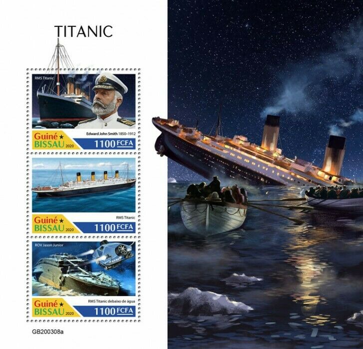 Guinea-Bissau Ships Stamps 2020 MNH Titanic Captain Edward Smith Boats 3v M/S