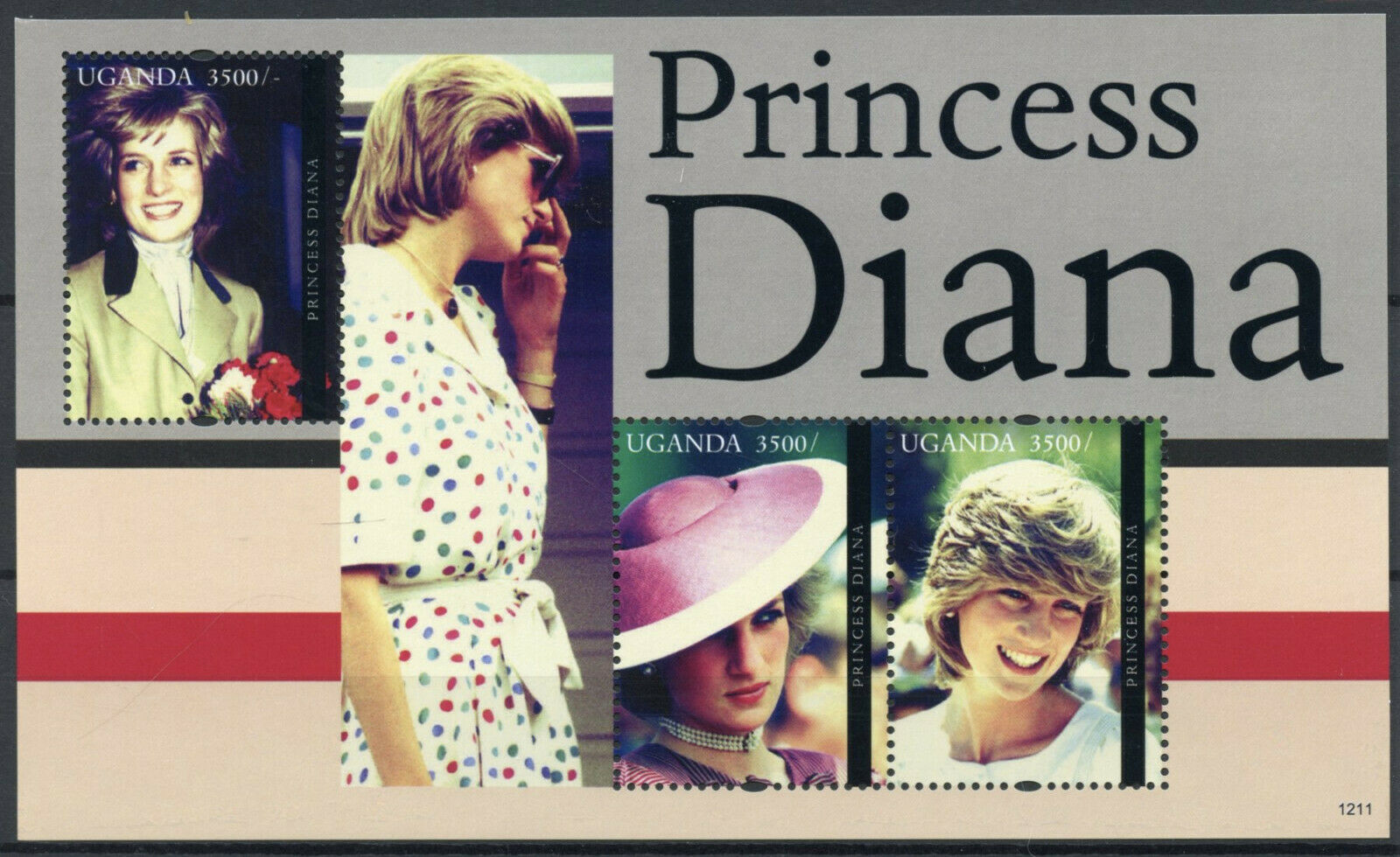 Uganda Royalty Stamps 2012 MNH Princess Diana Memoria Famous People 3v M/S