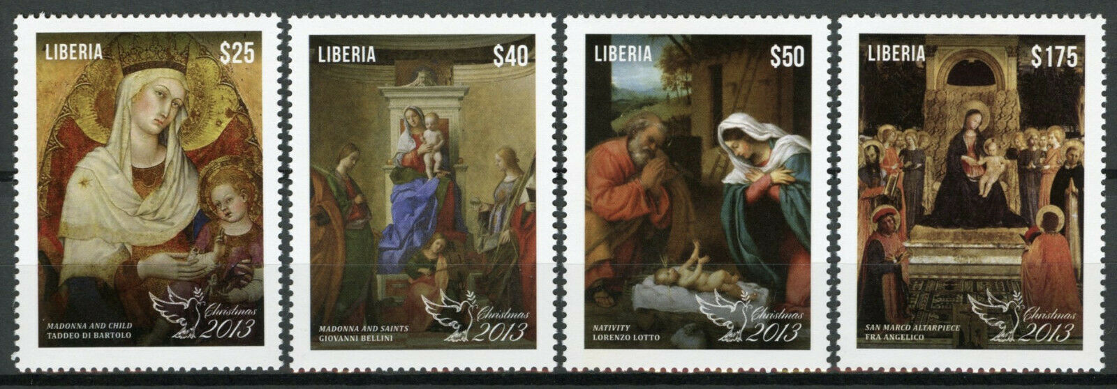 Liberia Christmas Stamps 2013 MNH Art Paintings Fra Angelico Bartolo 4v Set