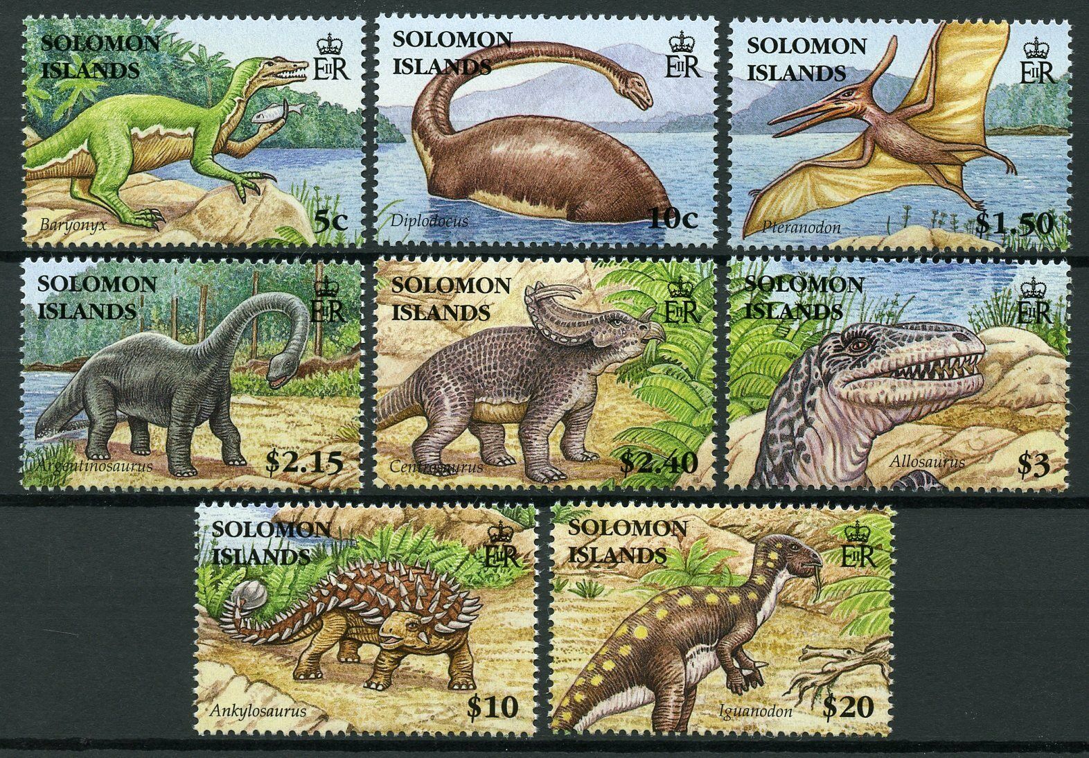 Solomon Isl Dinosaurs Stamps 2006 MNH Iguanodon Diplodocus Pteranodon 8v Set