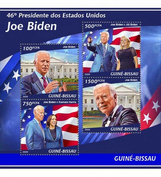 Guinea-Bissau Joe Biden Stamps 2020 MNH 46th US Presidents Elections 4v M/S