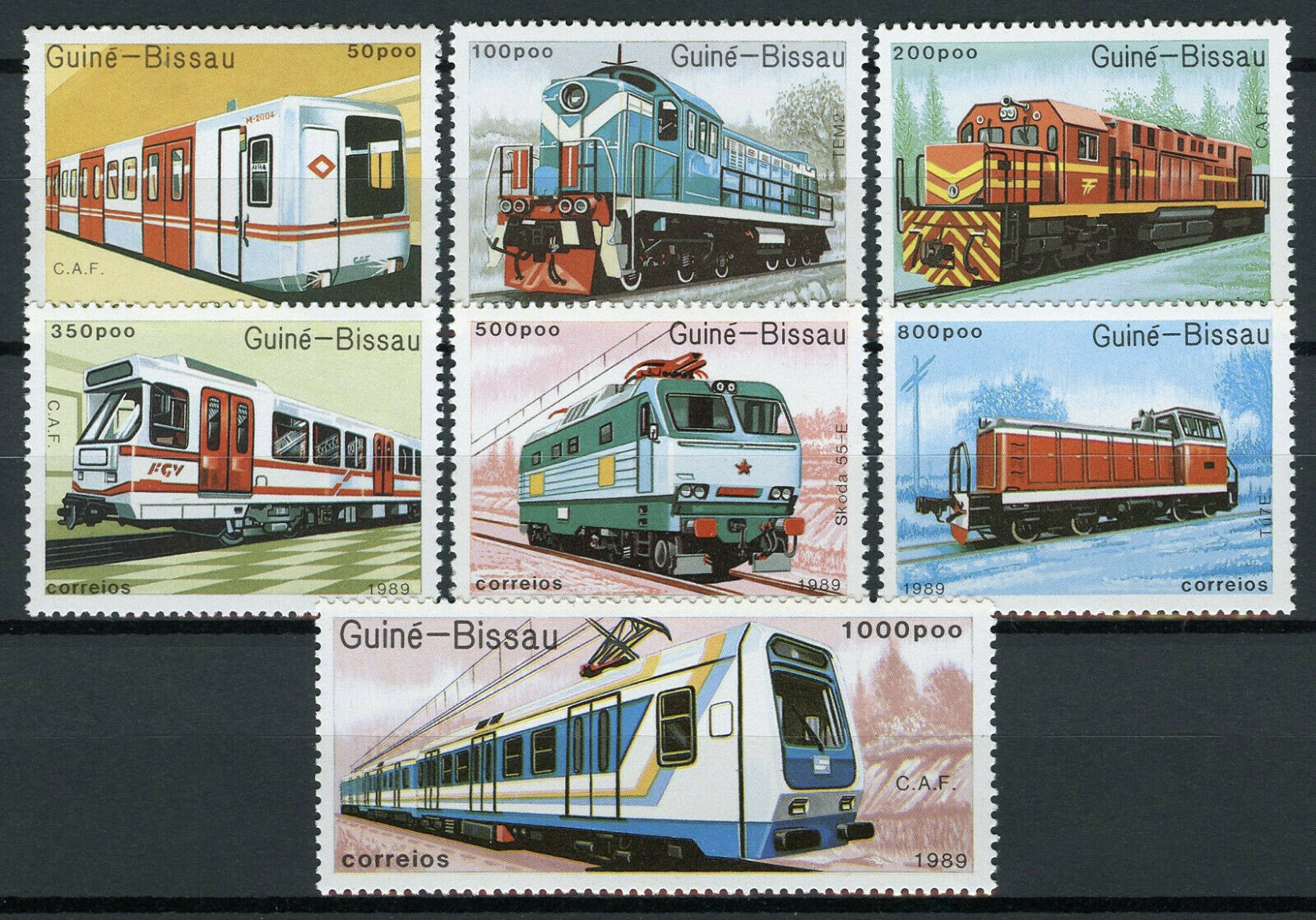 Guinea-Bissau Trains Stamps 1989 MNH Diesel Locomotives Railways Rail 7v Set