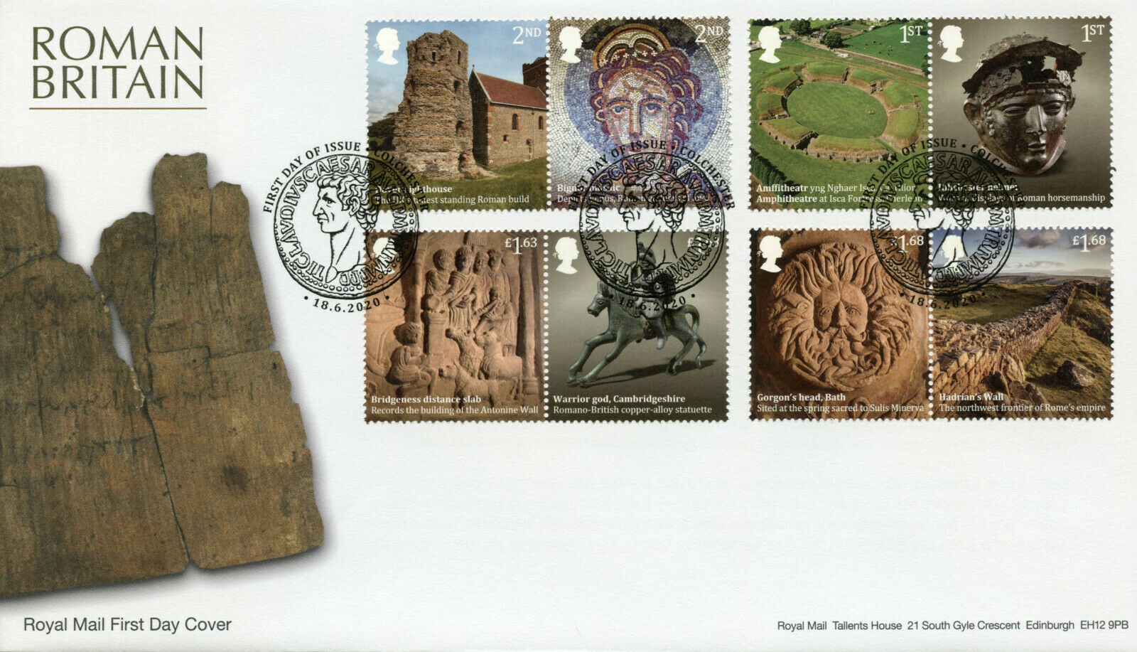 GB History & Archaeology Stamps 2020 FDC Roman Britain Hadrian's Wall 8v Set