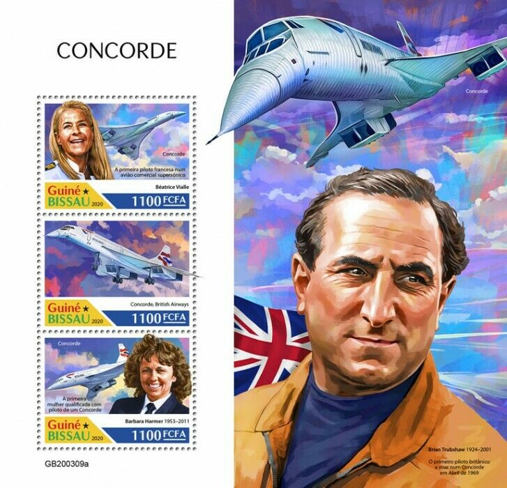 Guinea-Bissau Concorde Stamps 2020 MNH Aviation Aircraft Barbara Harmer 3v M/S