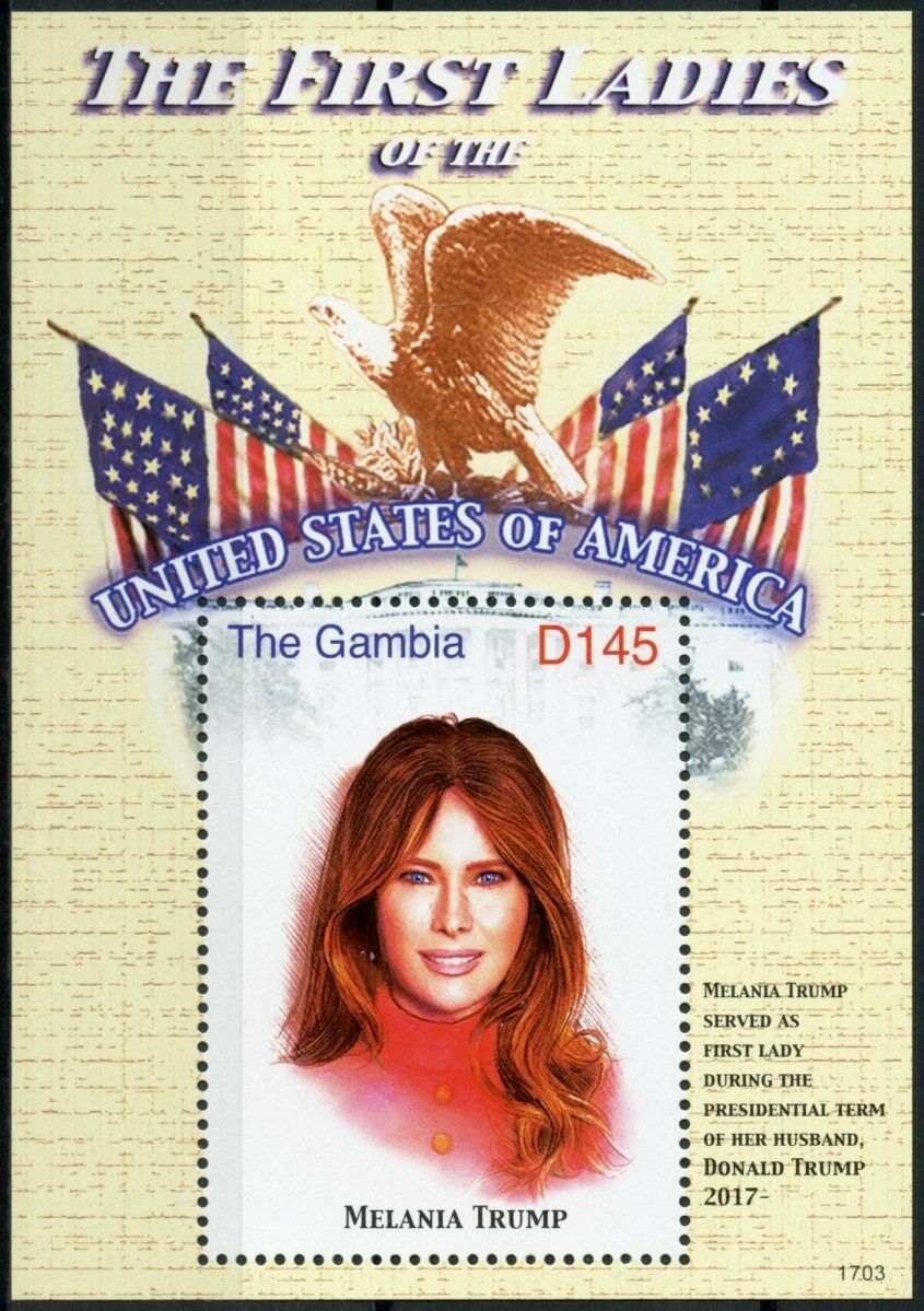 Gambia Stamps 2017 MNH Melania Trump First Ladies of USA US Presidents 1v S/S