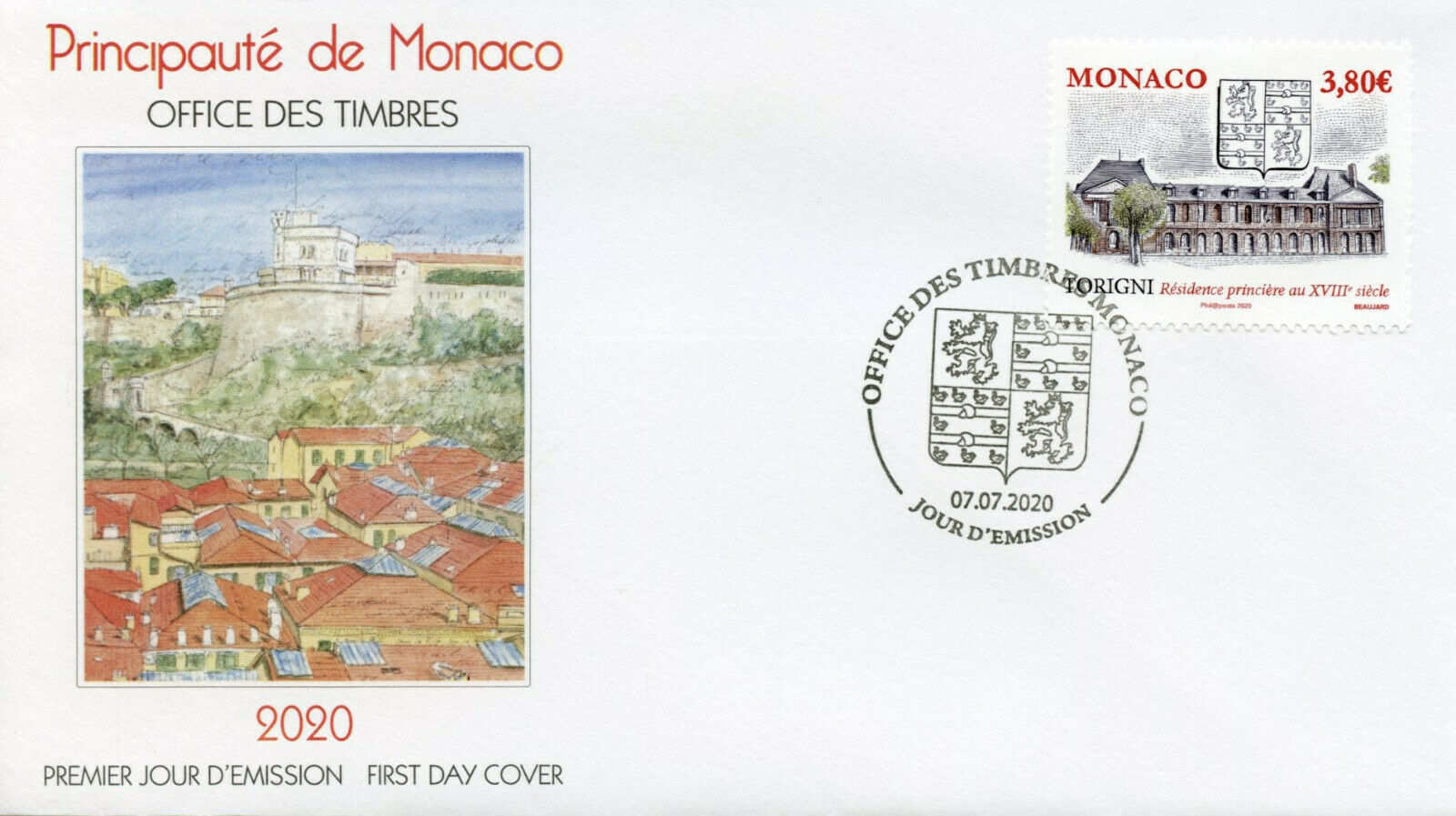 Monaco Architecture Stamps 2020 FDC Ancient Grimaldi Strongholds Torigny 1v Set