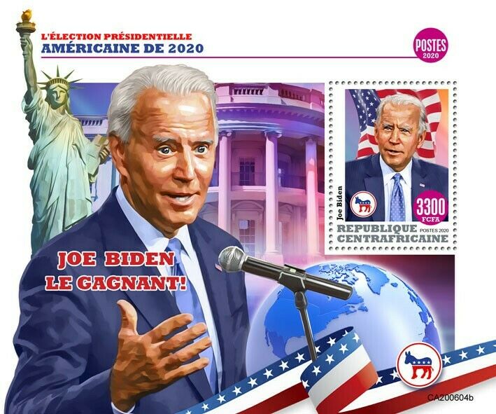 Central African Rep 2020 MNH Joe Biden Stamps US Presidents Elections 1v S/S