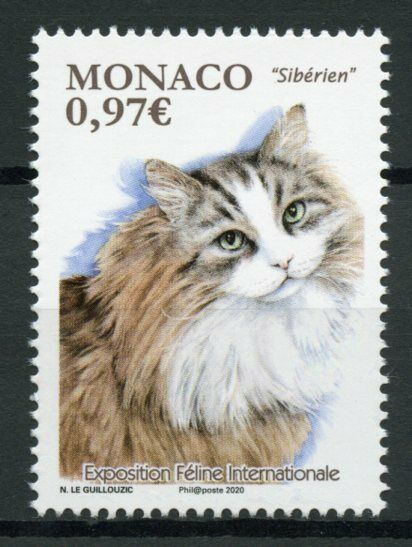 Monaco Cats Stamps 2020 MNH International Cat Show Siberian 1v Set