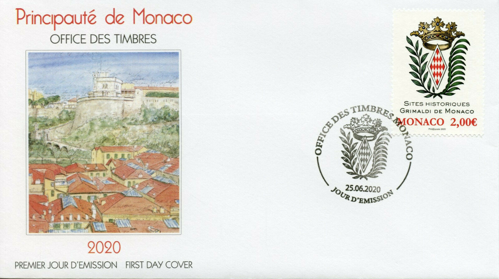 Monaco Emblems Stamps 2020 FDC Former Grimaldi Strongholds Grimaldis 1v Set