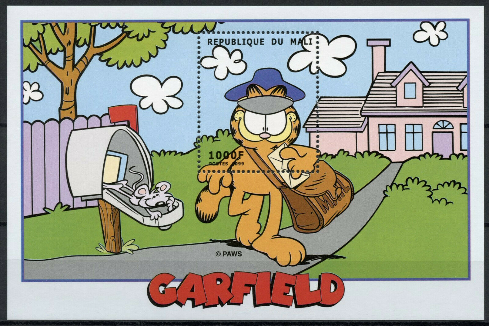 Mali Cartoons Stamps 1999 MNH Garfield Cats Postman 1v S/S