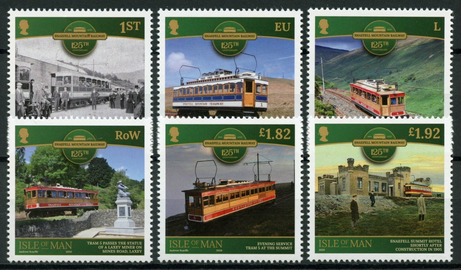 Isle of Man IOM Rail Stamps 2020 MNH Snaefell Mountain Railway Trams 6v Set
