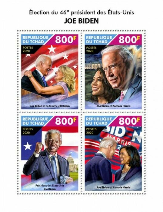 Chad Joe Biden Stamps 2020 MNH 46th US Presidents Presidential Elections 4v M/S