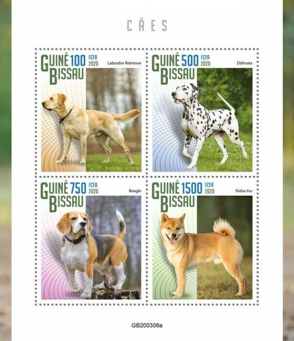 Guinea-Bissau 2020 MNH Dogs Stamps Labrador Retriever Beagle Dalmatian 4v M/S