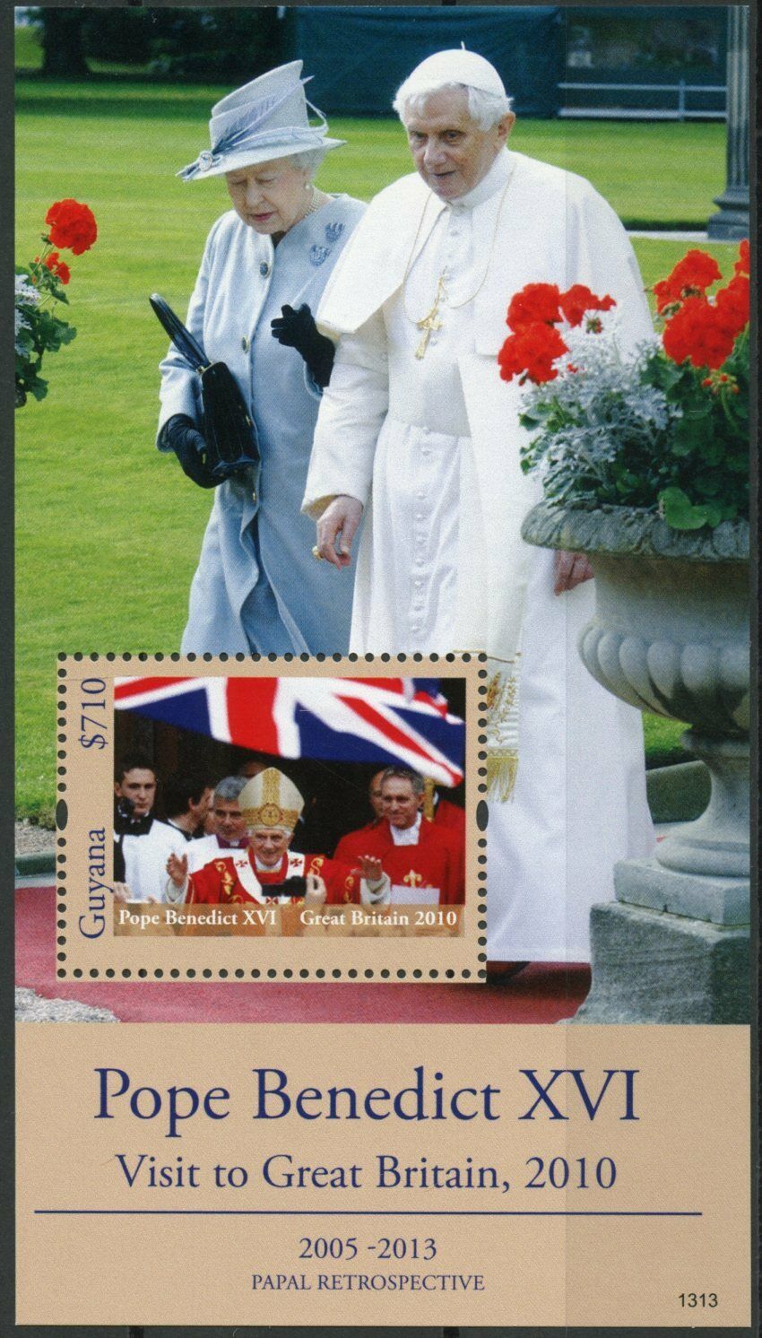 Guyana Pope Benedict XVI Stamps 2013 MNH Great Britain Queen Elizabeth II 1v S/S