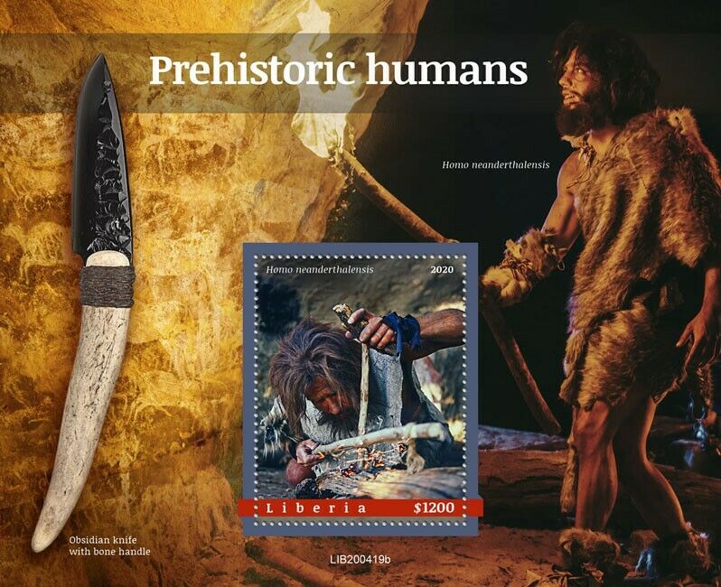 Liberia Stamps 2020 MNH Prehistoric Humans Neanderthals Cave Art Fossils 1v S/S