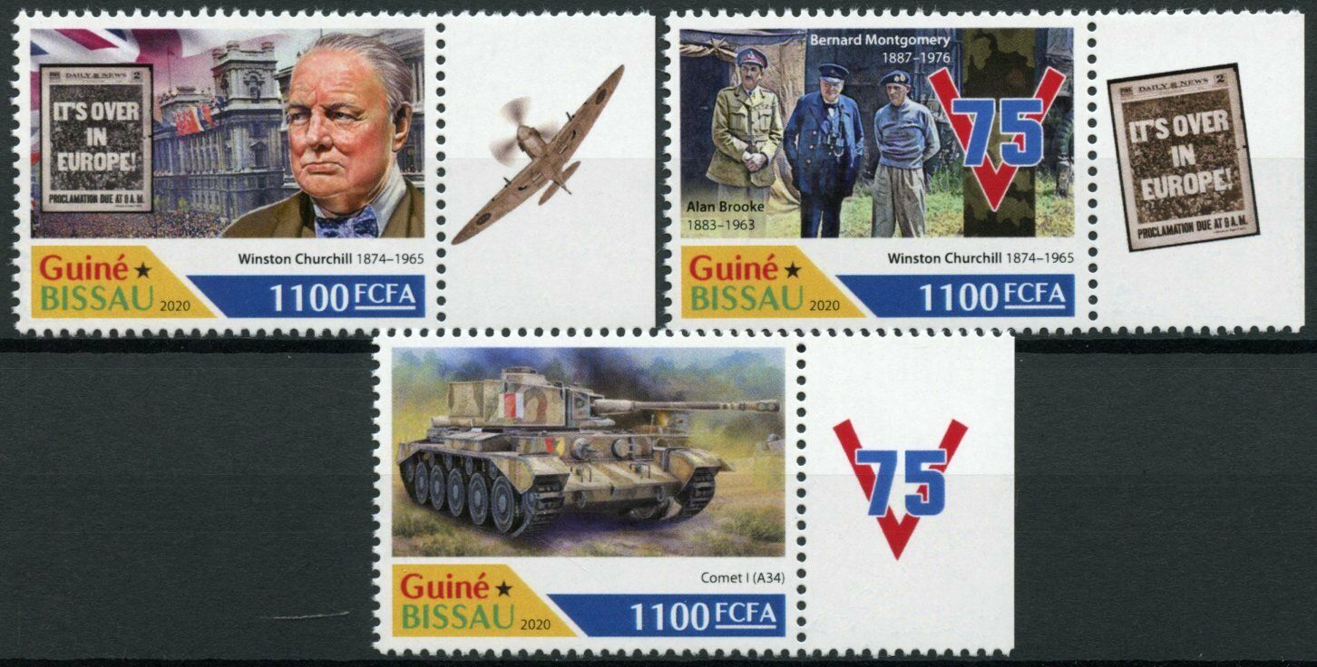 Guinea-Bissau Military Stamps 2020 MNH WWII WW2 VE Day Churchill Tanks 3v Set