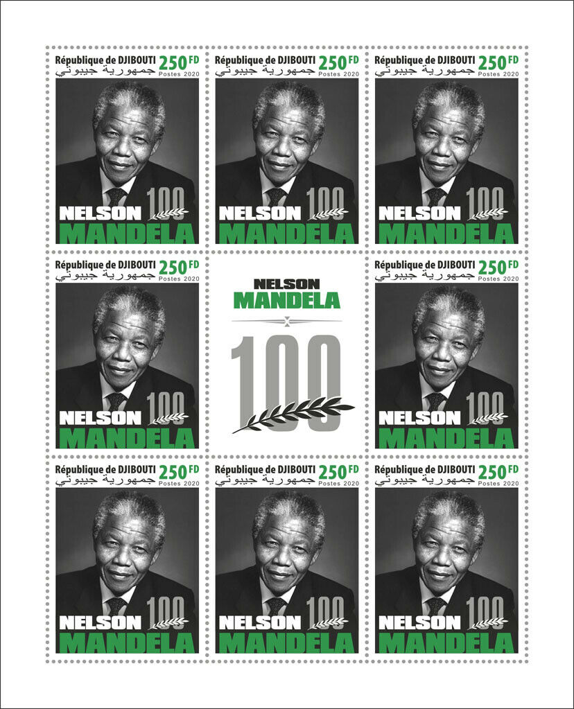 Djibouti Famous People Stamps 2020 MNH Nelson Mandela Historical Figures 8v M/S