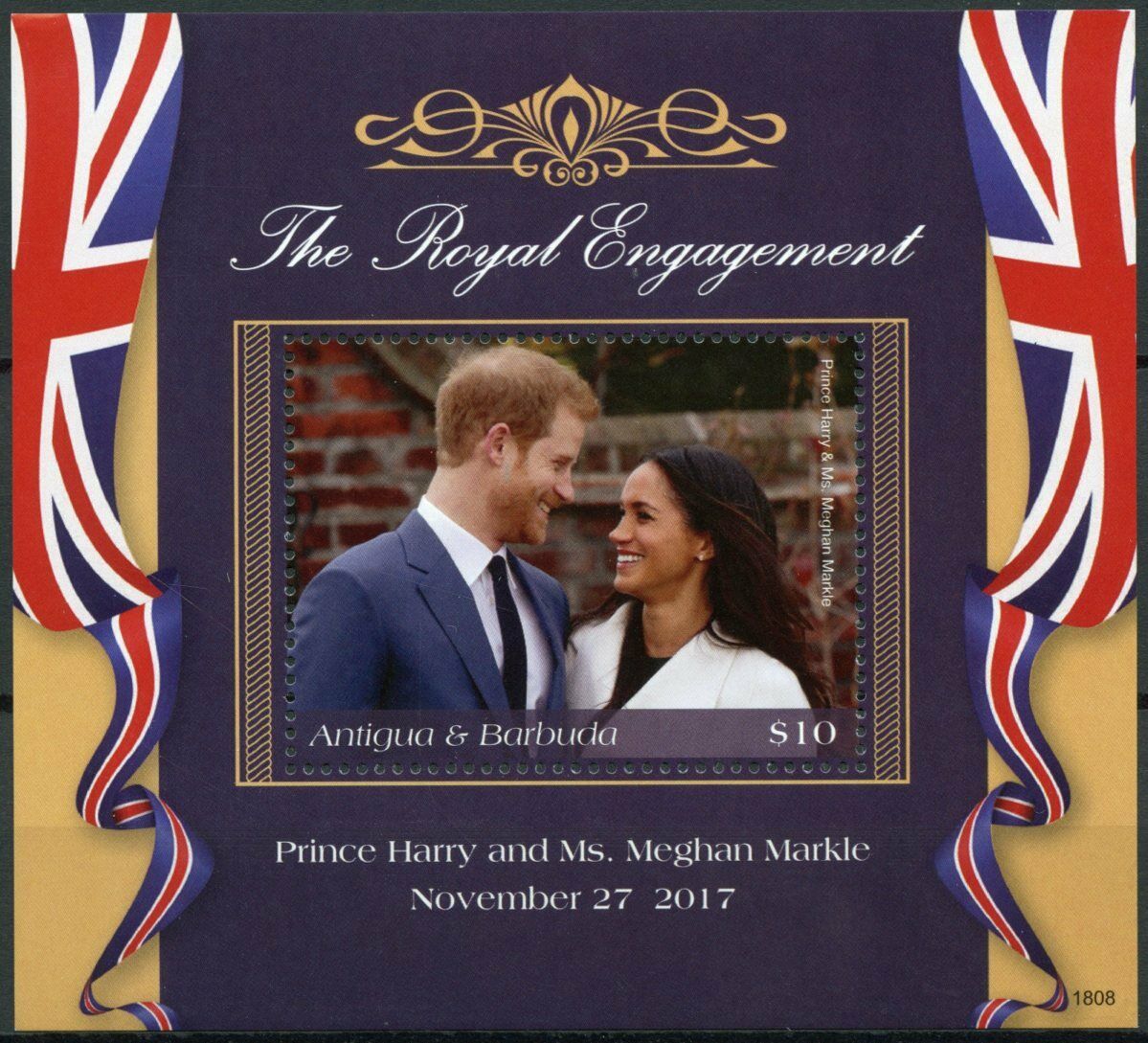 Antigua & Barbuda Royalty Stamps 2018 MNH Prince Harry Meghan Engagement 1v S/S