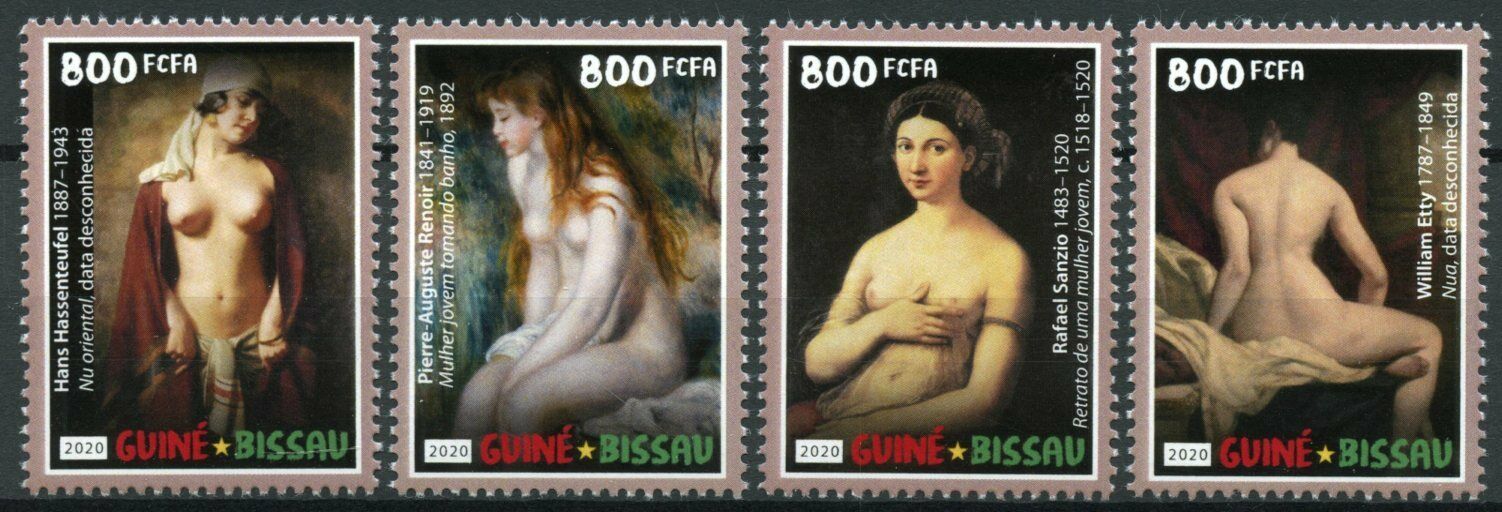 Guinea-Bissau 2020 MNH Art Stamps Nudes Nude Paintings Renoir Raphael 4v Set