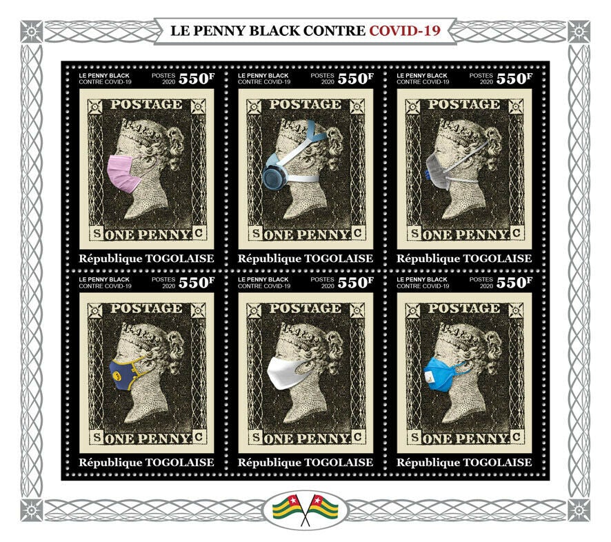 Togo 2020 MNH Medical Stamps Penny Black Stamps-on-Stamps Corona Covid-19 Covid 6v M/S