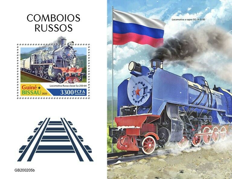 Guinea-Bissau Russian Trains Stamps 2020 MNH Locomotives Railways Rail 1v S/S