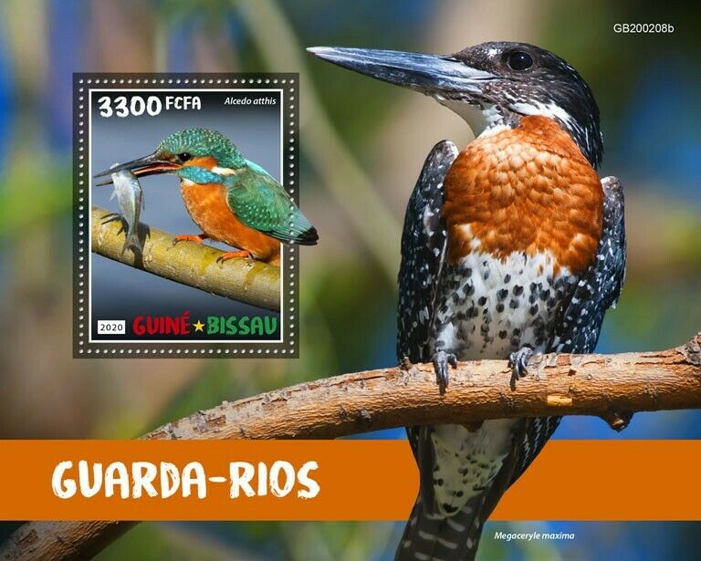 Guinea-Bissau 2020 MNH Birds on Stamps Kingfishers Common Kingfisher 1v S/S