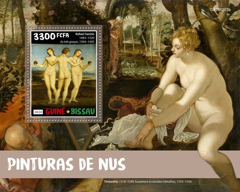 Guinea-Bissau Art Stamps 2020 MNH Nudes Nude Paintings Raphael Tintoretto 1v S/S