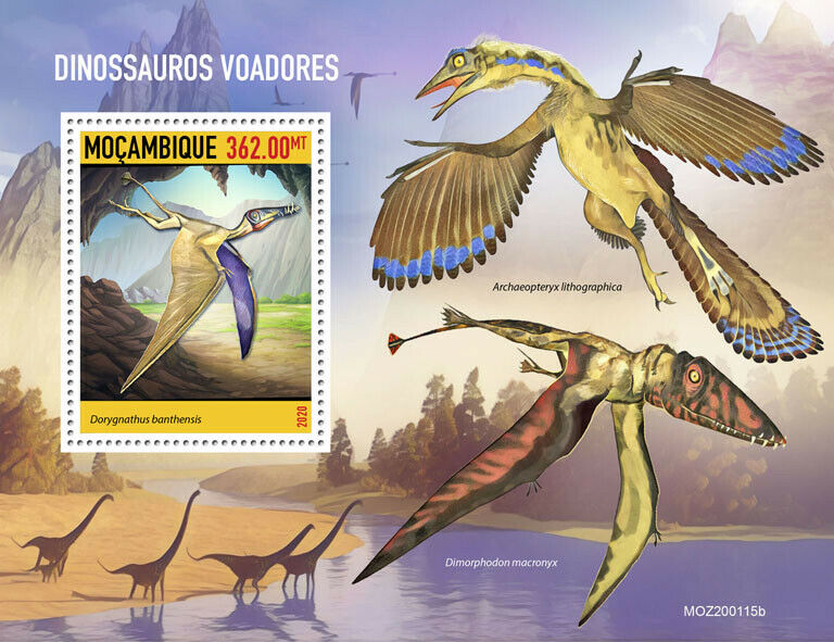 Mozambique Flying Dinosaurs Stamps 2020 MNH Prehistoric Animals 1v S/S
