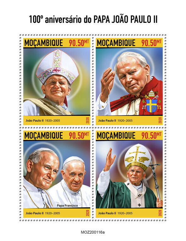Mozambique 2020 MNH Pope John Paul II Stamps Famous People Pope Francis 4v M/S