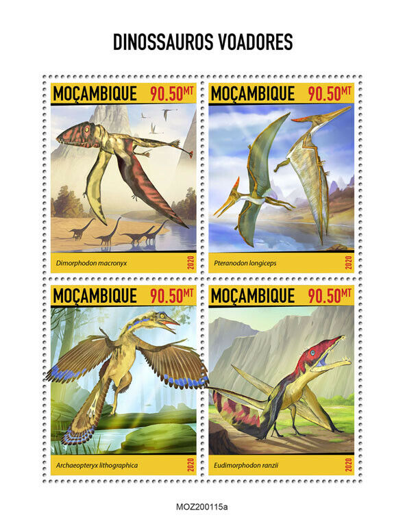 Mozambique Flying Dinosaurs Stamps 2020 MNH Prehistoric Animals Pteranodon 4v MS
