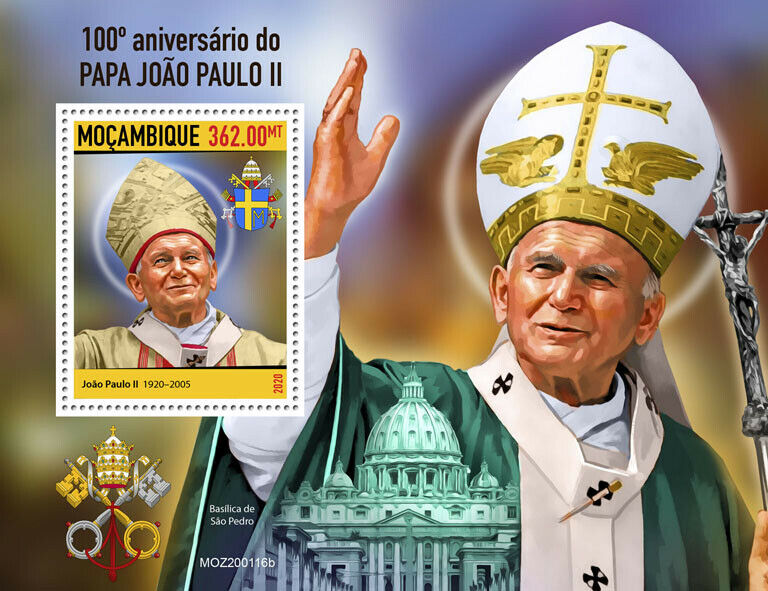 Mozambique Pope John Paul II Stamps 2020 MNH Famous People Popes 1v S/S