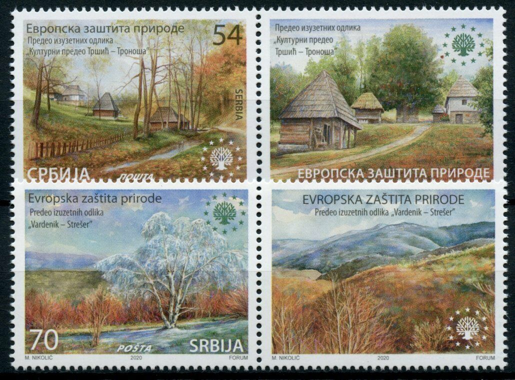 Serbia Landscapes Stamps 2020 MNH European Nature Protection Trees 2v + Label