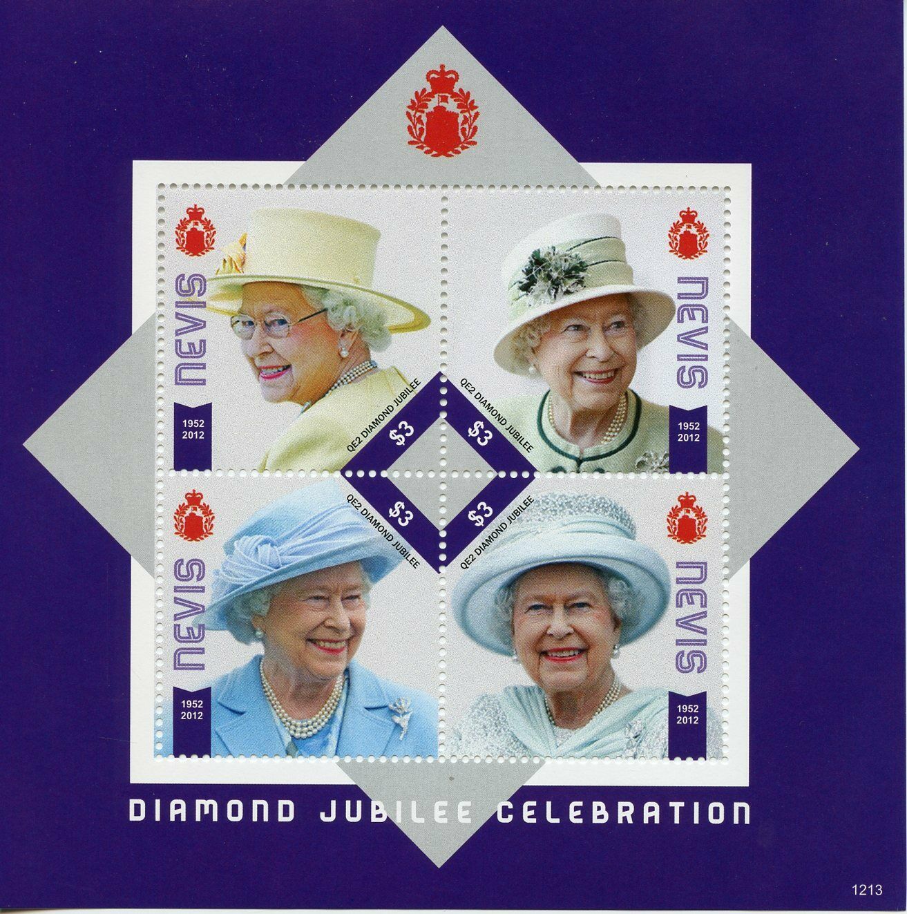Nevis 2012 MNH Royalty Stamps Diamond Jubilee Queen Elizabeth II 4v M/S