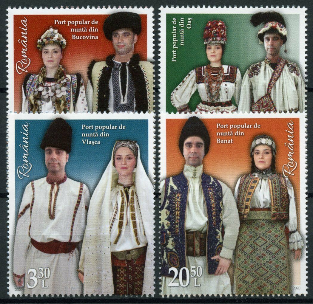 Romania Traditional Costumes Stamps 2020 MNH Folk Wedding Clothing Part I 4v Set