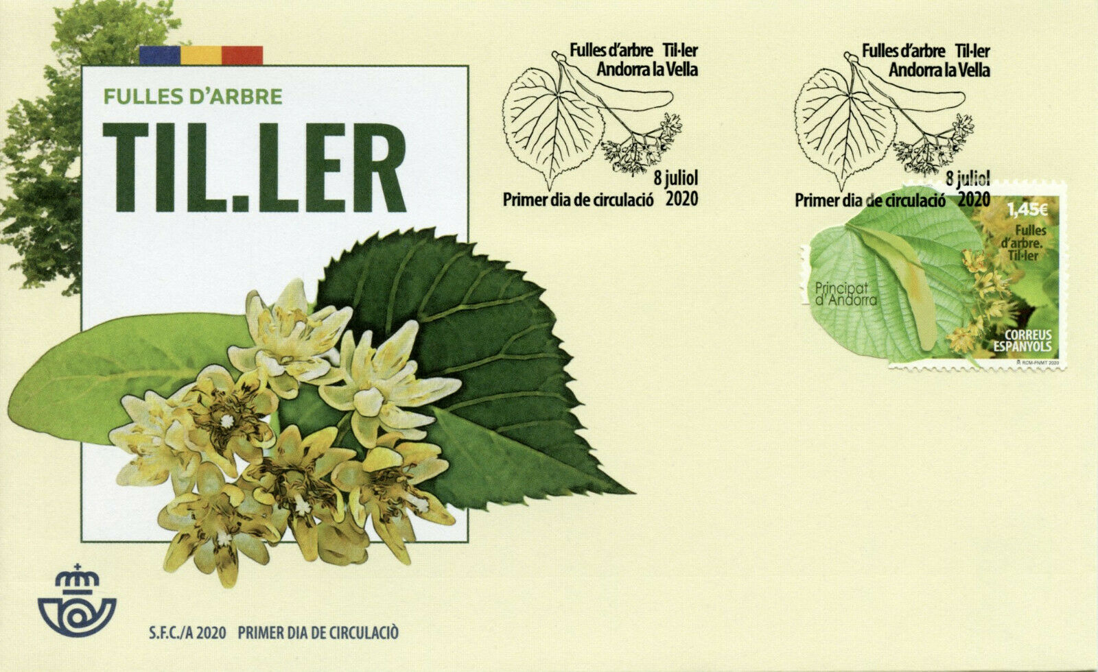 Spanish Andorra Trees Stamps 2020 FDC Lime Tree Leaves Nature 1v Set