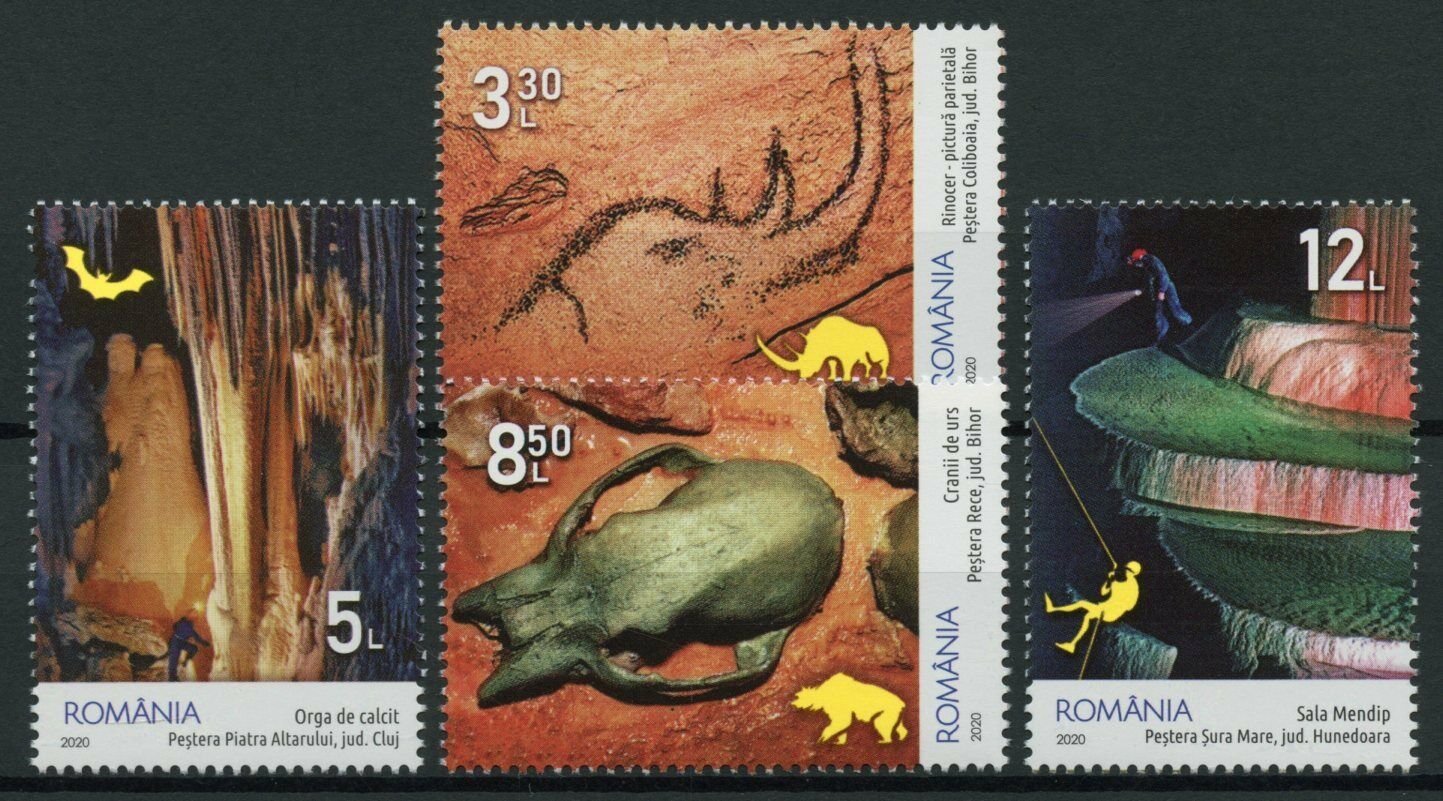 Romania Caves Stamps 2020 MNH Inst of Speleology Emil Racovita Fossils 4v Set