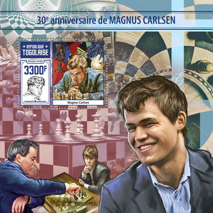 Togo Chess Stamps 2020 MNH Magnus Carlsen 30th Birthday Sports Games 1v S/S