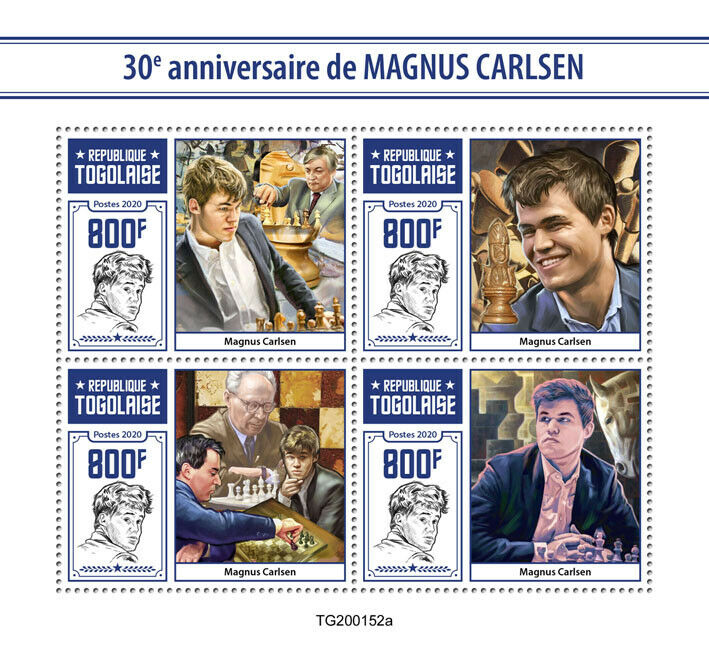 Togo Chess Stamps 2020 MNH Magnus Carlsen 30th Birthday Sports Games 4v M/S