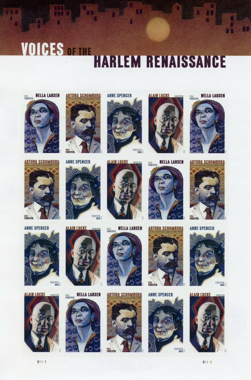 USA Writers Stamps 2020 MNH Voices of Harlem Renaissance Black Lives 20v S/A M/S