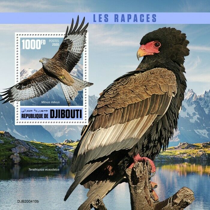 Djibouti Birds of Prey on Stamps 2020 MNH Raptors Kites Bateleur Eagles 1v S/S