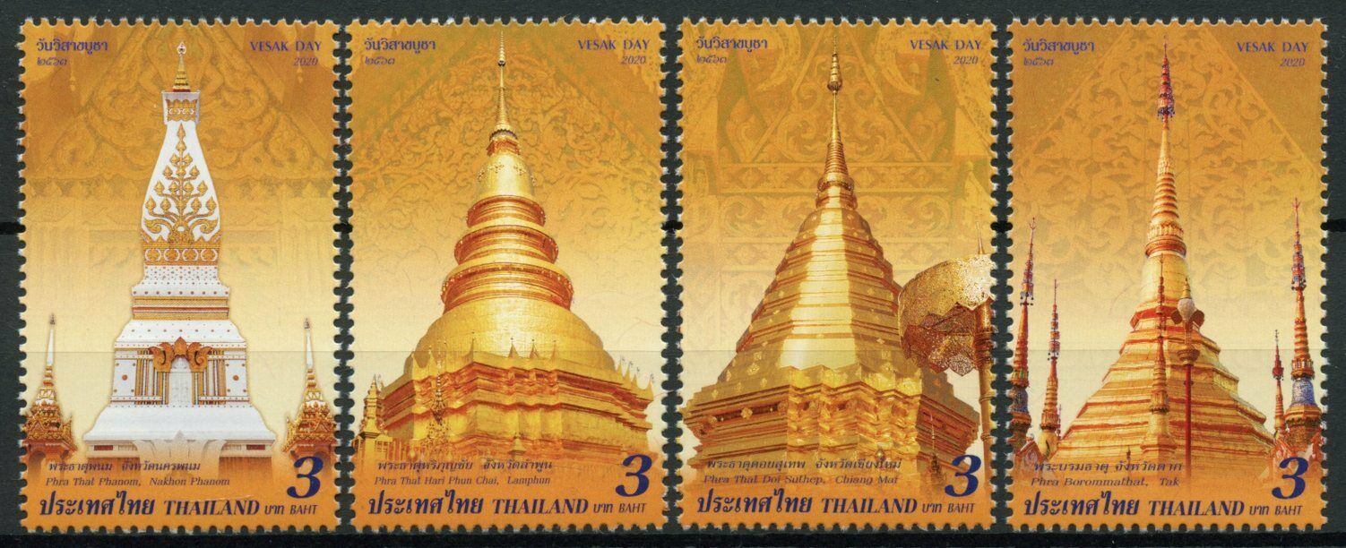 Thailand Vesak Day Stamps 2020 MNH Buddha Architecture Temples Religion 4v Set