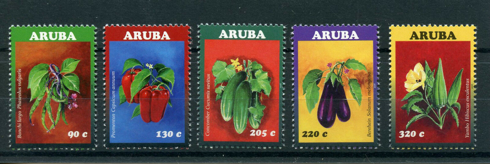 Aruba Plants Stamps 2016 MNH Vegetables Sweet Chili Peppers Cucumbers 5v Set