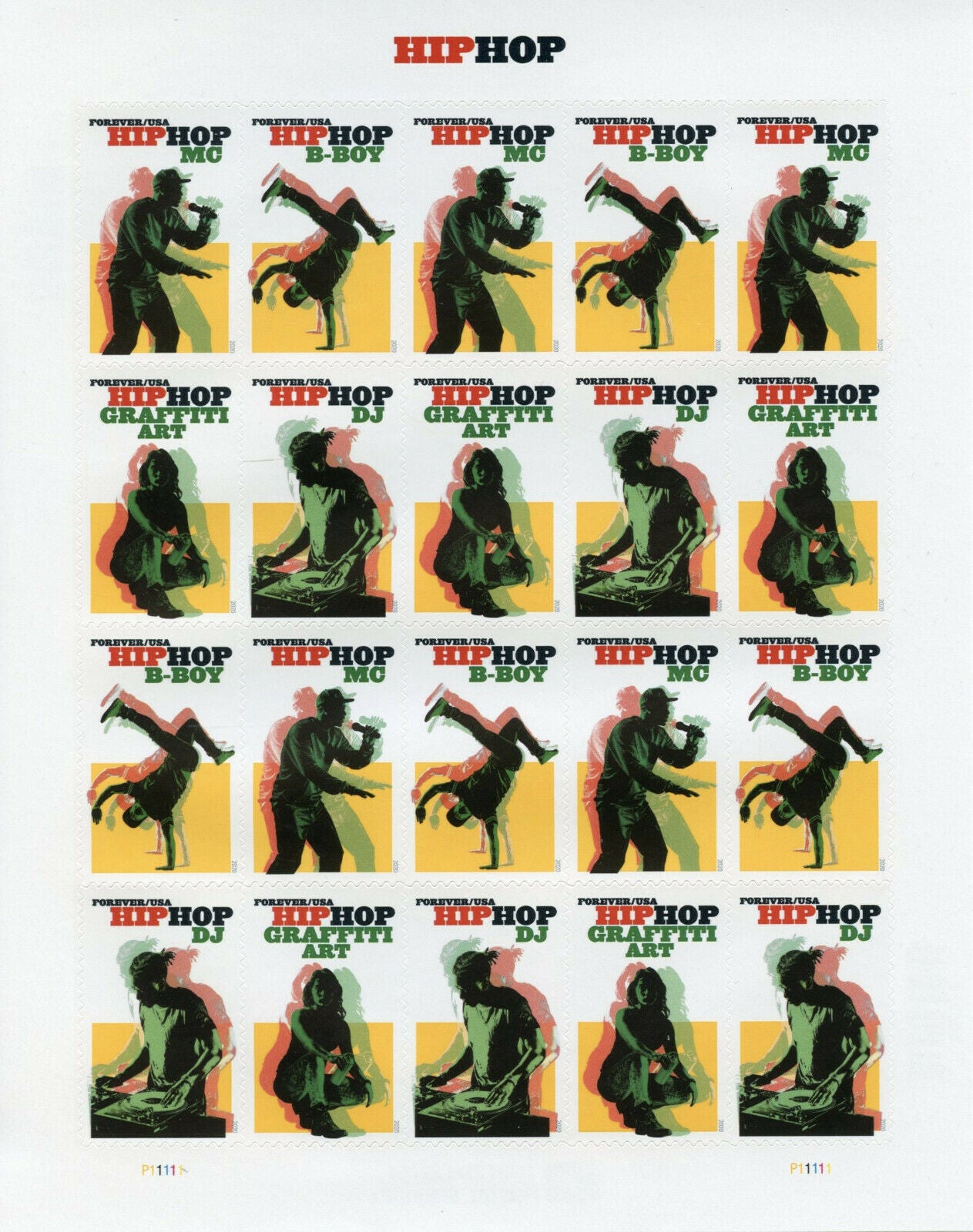 USA Music Stamps 2020 MNH Hip Hop Cultures & Traditions 20v S/A M/S